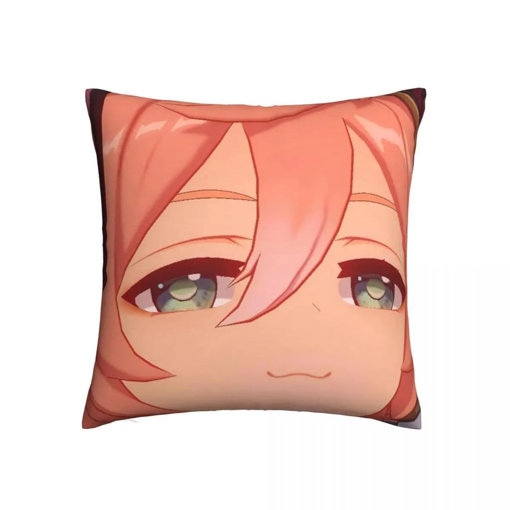 Yanfei Smug Genshin Impact Pillowcase Printing Polyester Cushion Cover Gift Cute Kawaii Kaeya Pillow Case Cover Home 4040cm