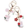 [LALAFINA] 2023 Zodiac Rabbit Keychain Key Ring with Cherry Blossom Design, Easter, Year of the Rabbit, Metal Key Charm, Cute, Prayer, Heian Era,