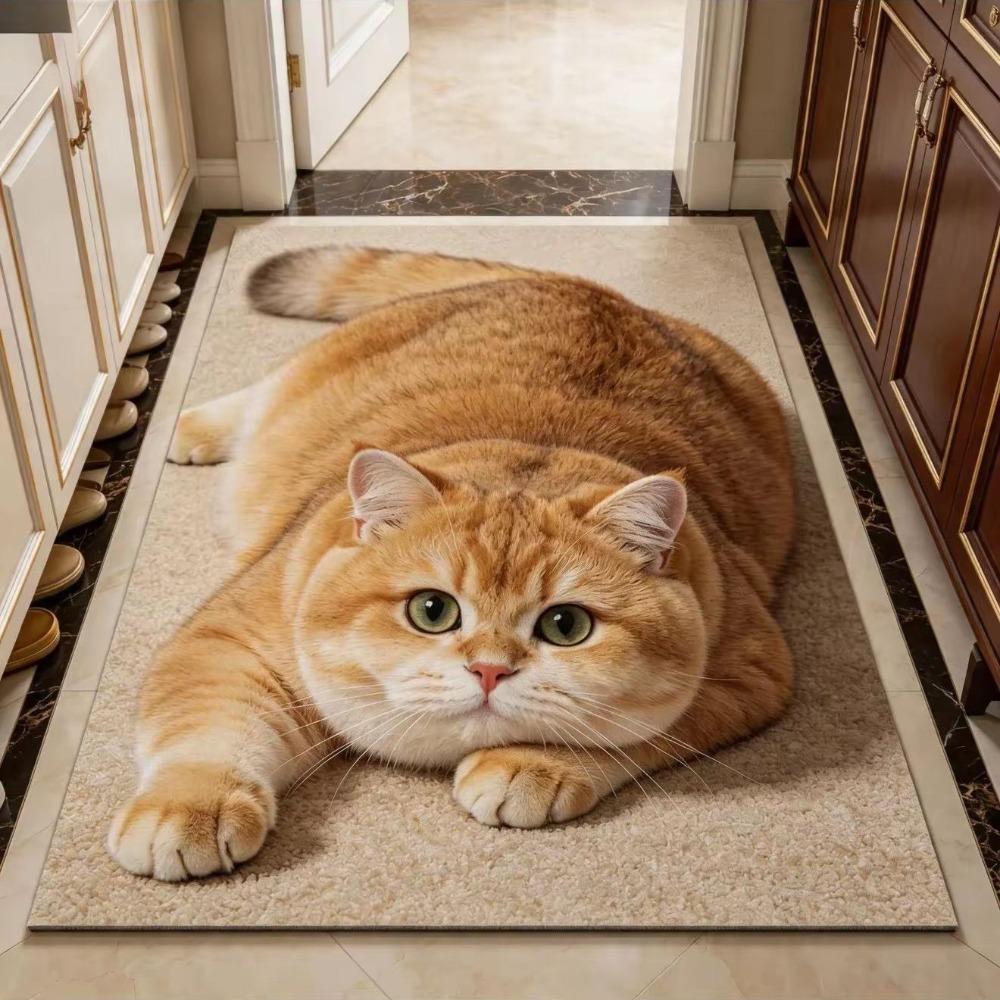 Realistic Bathroom Carpet Diatomaceous Earth Bedroom Door Rug Cute 3D Cat Floor Mat Home Decor