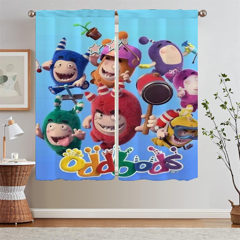 Oddbods Podwiązki do zasłon zaciemniających Zasłony do sypialni 2 sztuki Zasłona zaciemniająca do pokoju dziecięcego Rolety okienne Parawan Loki Dom