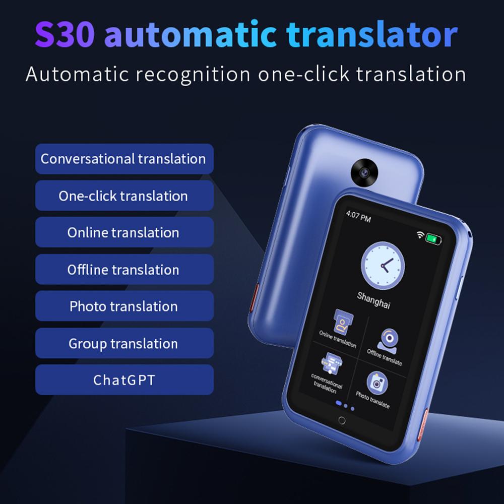 

Portable 4G Language Translator Device with 138 Languages Voice Translating 19 Offline Translation Simultaneous синий