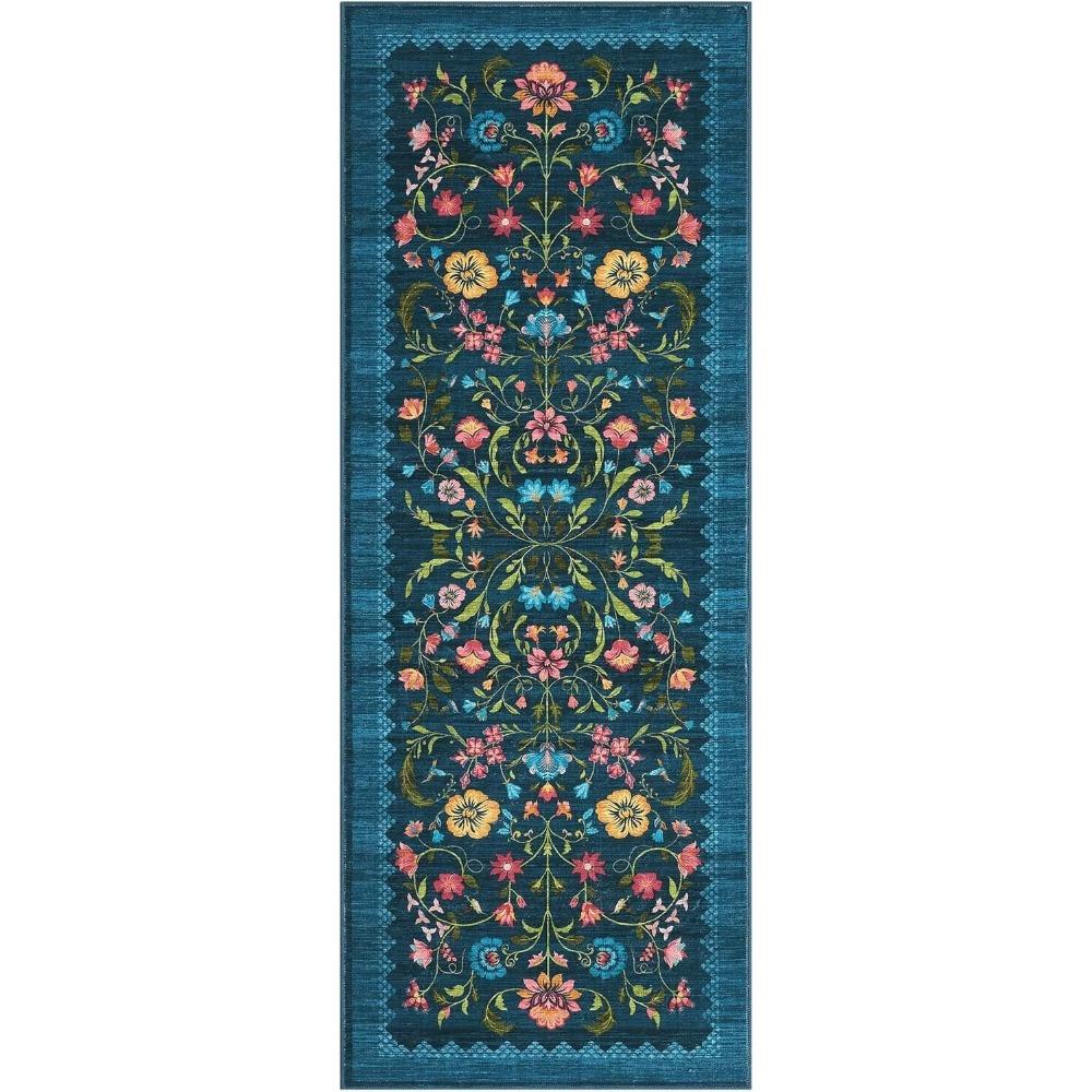 

Hallway Runner Rug Washable Floral Corridor Long Carpet Soft Low Pile Christmas Decor Carpets Bedroom Floor Mat Non-slip Mats 50x160cm