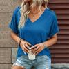 Summer Cotton Tops Women Blouses Casual V-Neck Solid Button Street Hipster Short Sleeve Shirts Clothes