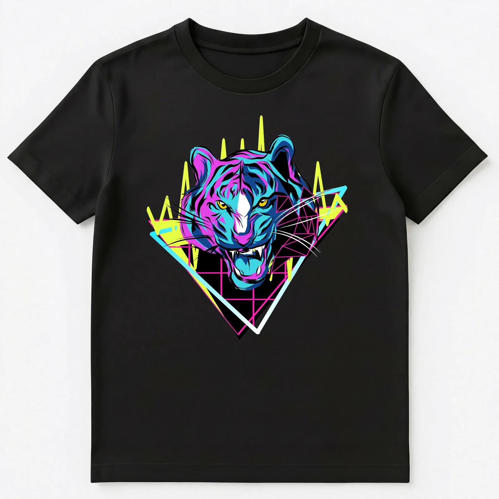 

Vaporwave Aesthetic Art Style Tiger Graphic Unisex T-Shirt XL