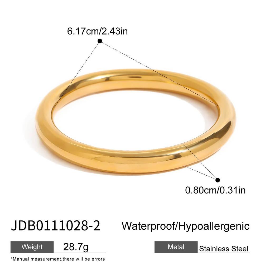 JYL TS Bracelet Bangle Simple Golden Circle Design Classic Look Enhances Nobility & Luck