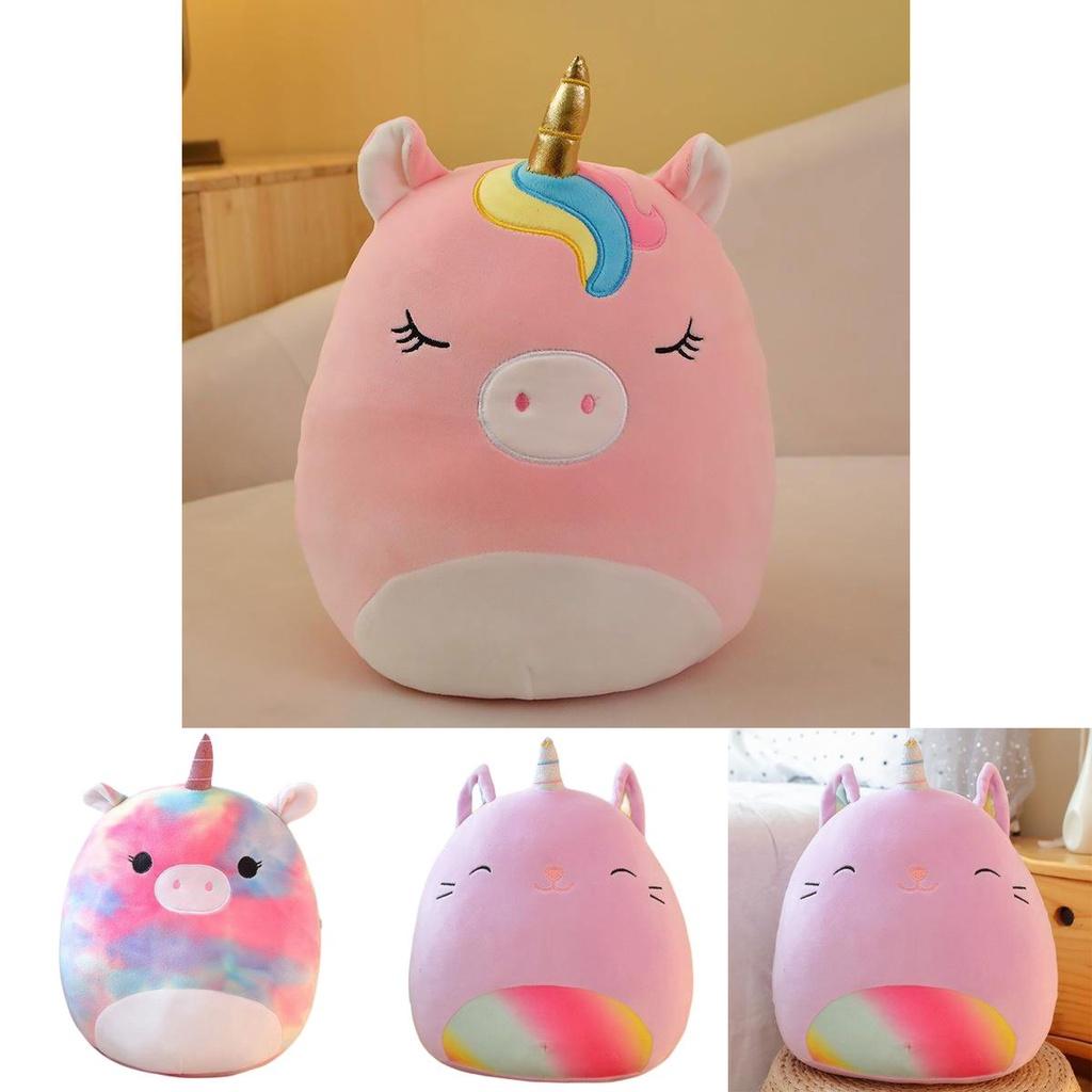 Cute Cartoon Animal Rainbow Unicorn Pillow Soft Plush Toy Cushion Embroidered Stuffed Doll For Girls 35cm