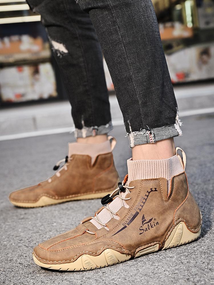 New 2025 octopus men's shoes popular help Martin boots spring and autumn men's casual socks men's boots