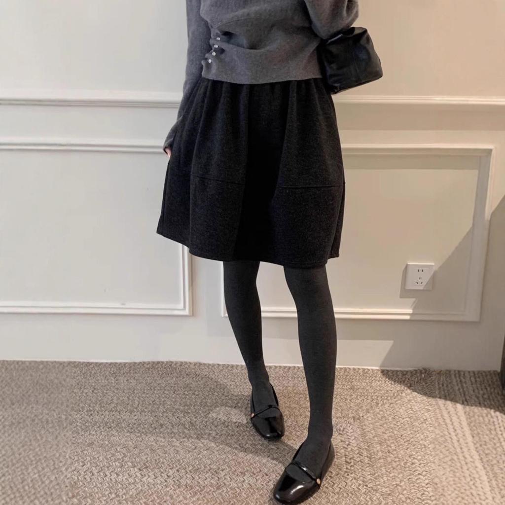 Refined Retro A-Line Woolen Skirt - Autumn/Winter Korean Minimalist Style