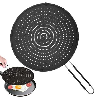 Fettspritzerschutz mit Griff, hitzebeständig, antihaftbeschichtet, wiederverwendbar, Silikon, Bratpfanne, Ölspritzer, Küchenwerkzeug