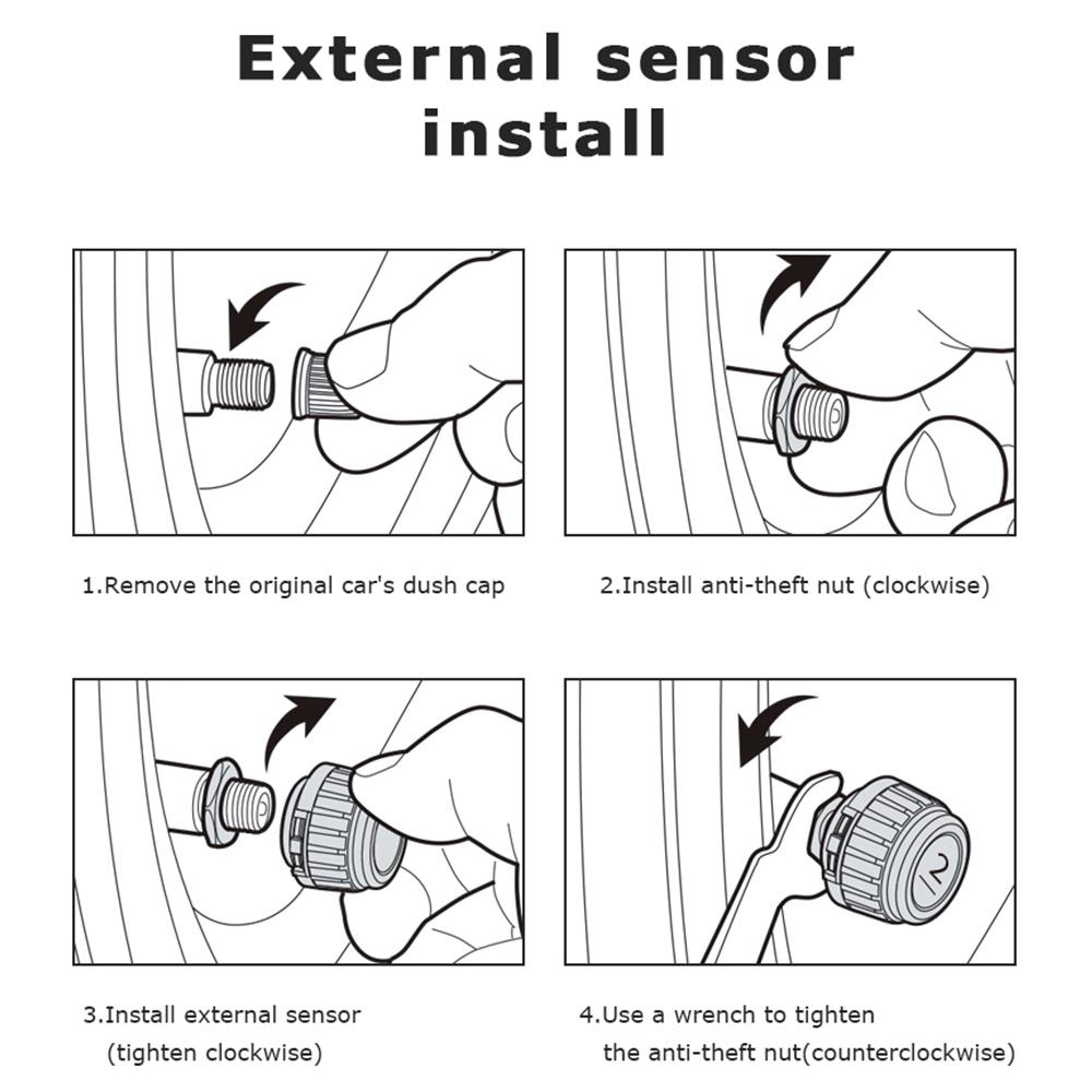 Solar Power TMPS LCD Display LCD Security Alarm Tire Pressure Monitoring For Truck Bus Car Tyre Temperature Alarm System With 6 External Sensors