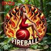 1PC Fireball Themed Metal Round Wall Sign, HD 2D Print Art Decor for Bedroom Living Room