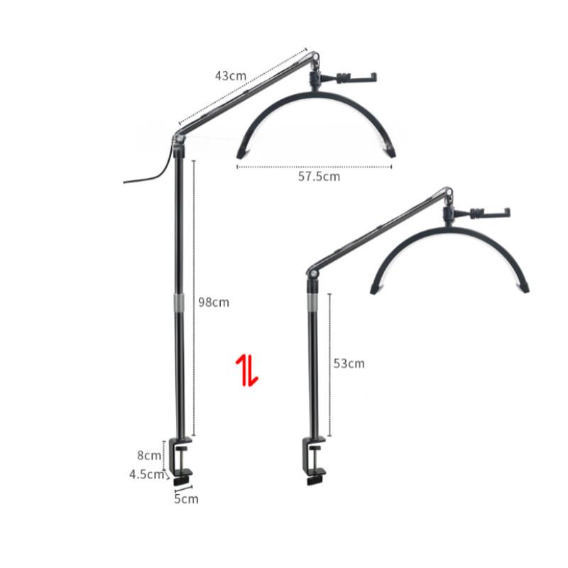 Embroidery Nail Art LED Eye Protection Light Beauty Salon Professional U-shaped Floor Light Portable Half Moon Beauty Lamp