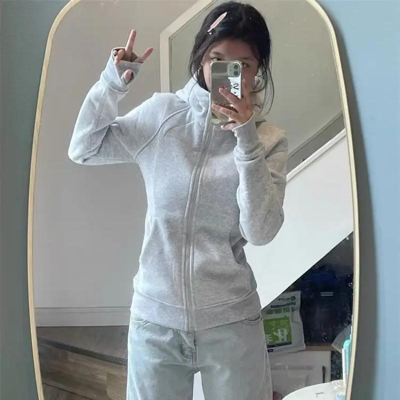 Streetwear Black Hoodie Coat Women's Clothing Hooded Zipper Slim Fit Y2k Jackets Casual Fashion Sweatshirts Ropa Mujer