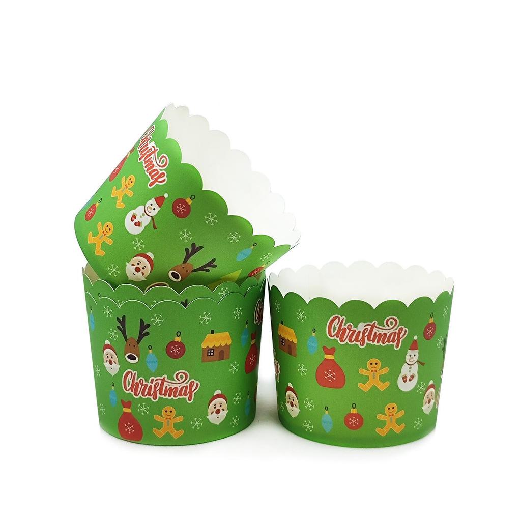 Heat-Resistant Christmas Muffin Cups - Medium Size, 50 pcs for Oven-Baking