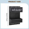 Holder Wall Organizer Storage Shelf Hair Accessories Wooden Tray Three Stainless Steel Cups And