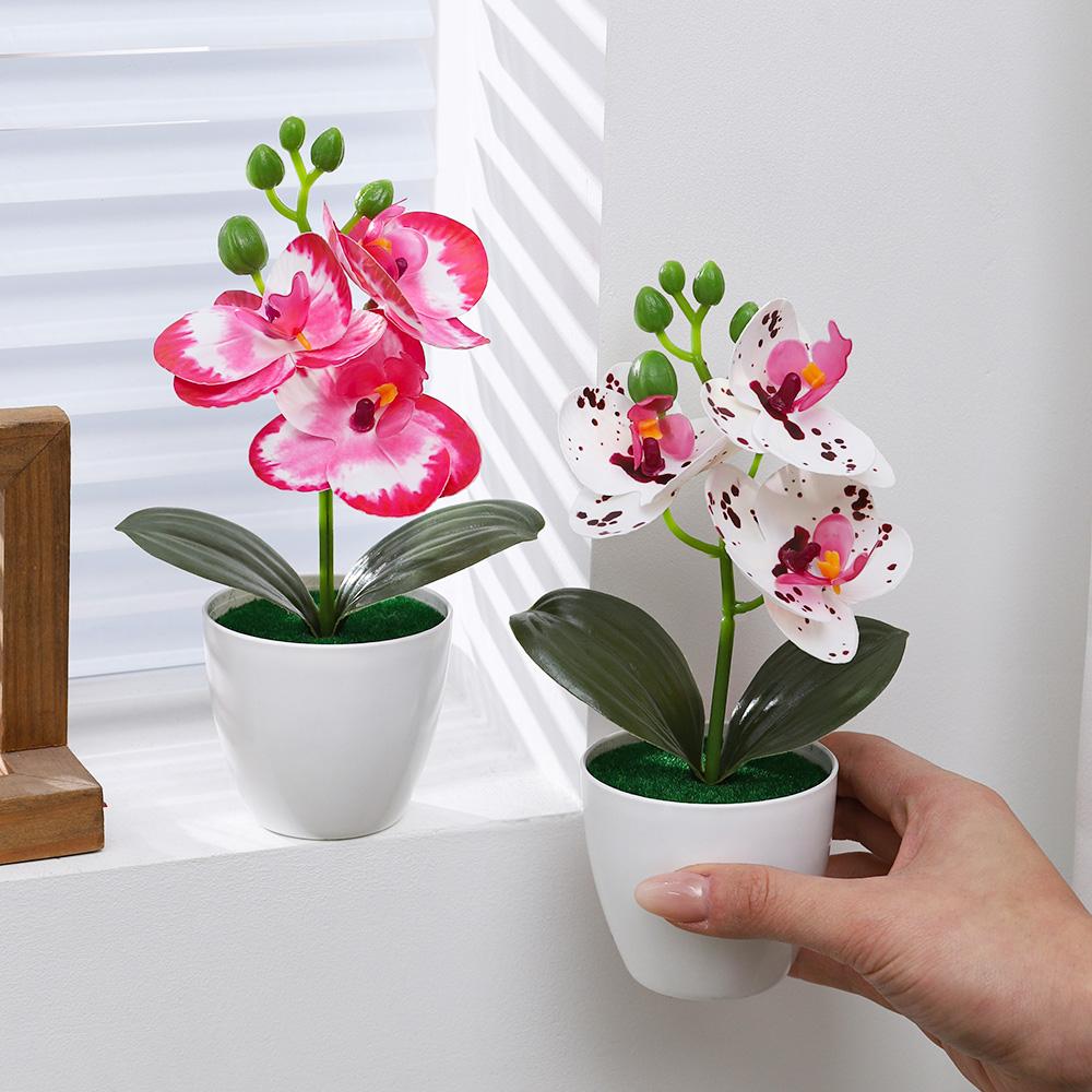 Artificial Phalaenopsis Bonsai Simulation Plants Pot Plants for Home Garden Table Bedroom Decoration Outdoor Fake Plant Ornament