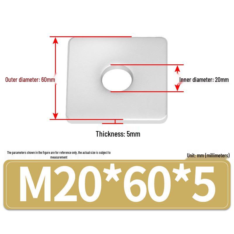 304 Stainless Steel Thickened Square Flat Washers M4-M24