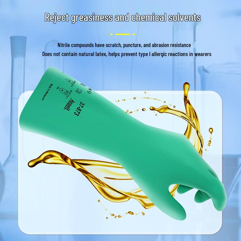 Ansell Industrial Nitrile Gloves: Acid, Alkali, Chemical, Anti-Corrosion, and Oil Resistant (37-873)