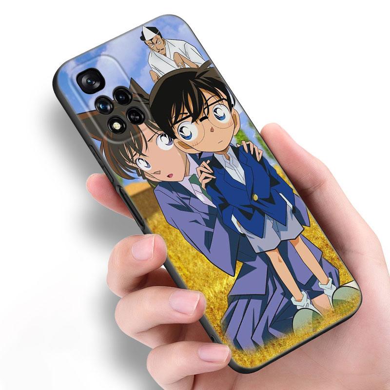 Anime Detective Conan Black Silicone Phone Case For Xiaomi POCO X3 X4 NFC F5 M3 M4 M6 X5 X6 Pro F3 F4 GT 5G C55 C65 M5