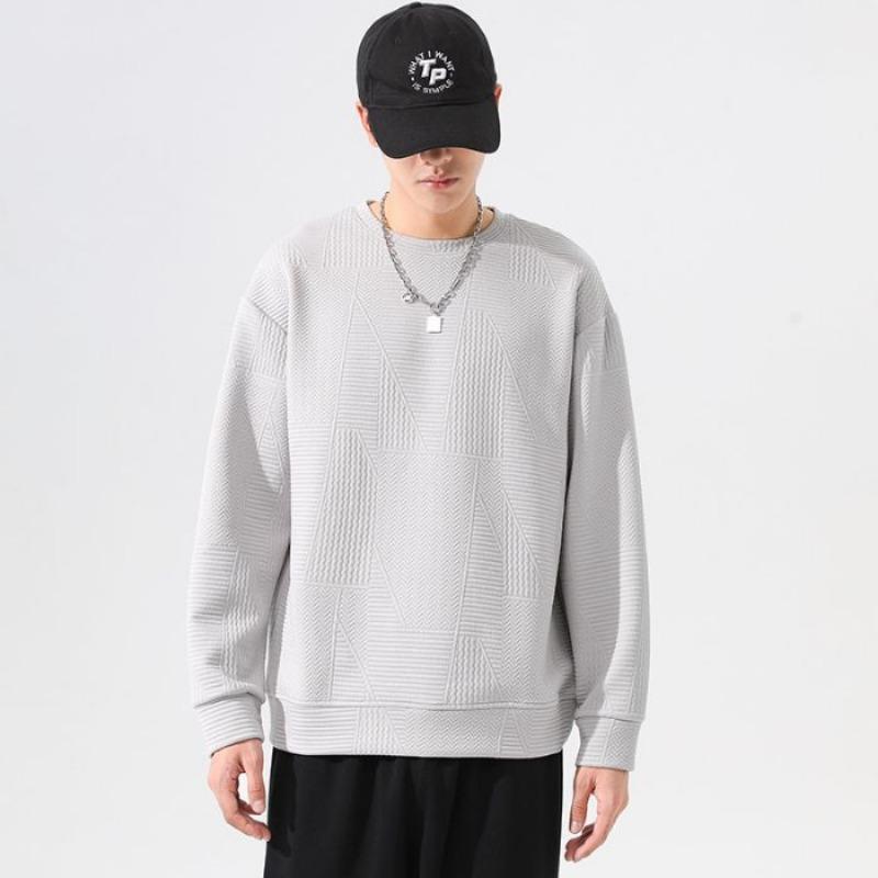 Men S Plus Size Loose Round Neck Long Sleeve Casual Striped Pullover Sweatshirt