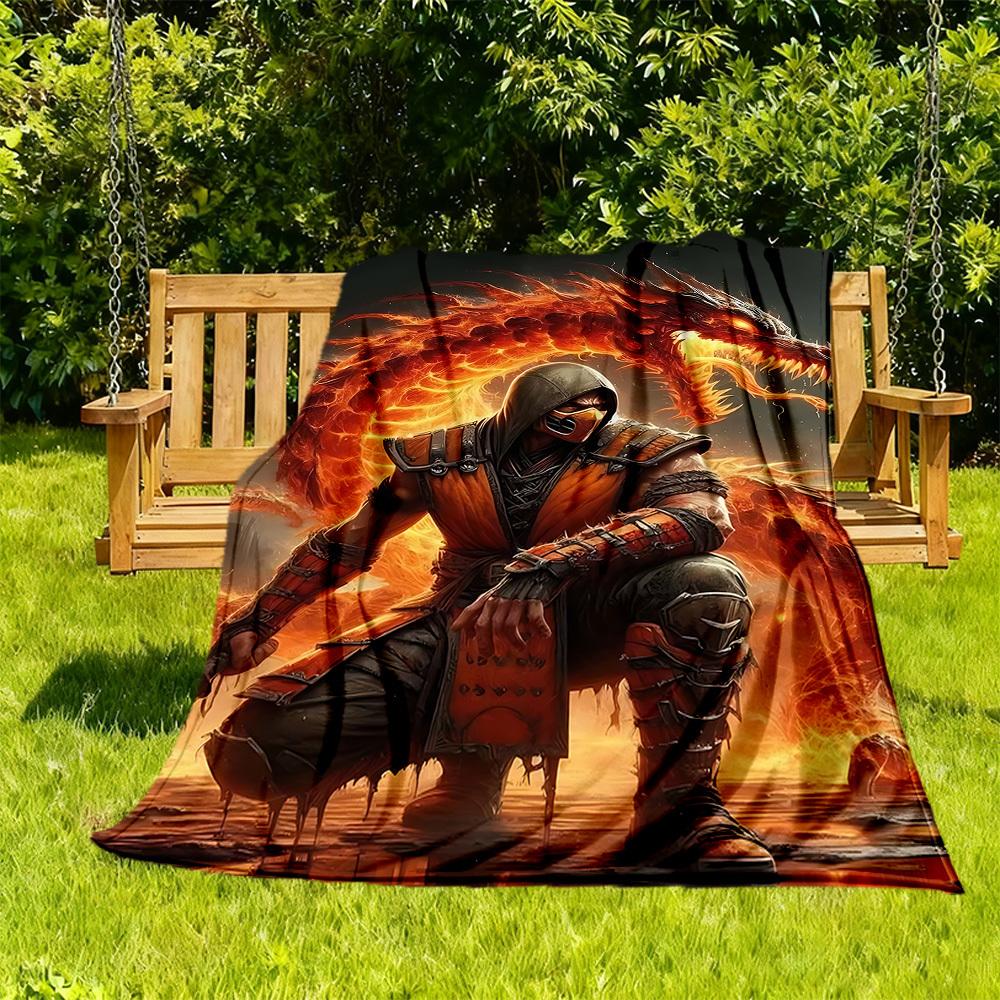 

1PC Mortal Kombat Outdoor Blanket Lightweight Flannel, Soft & Warm, All-Season Use for Sofa, Outdoor, Camping, Living Room, Office090 130x150cm