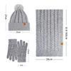 Winter Knitted Hat Scarf Gloves Three-piece Set Double-layer Piled Thickened Warm Wool Knitted Hat Wheat Ears