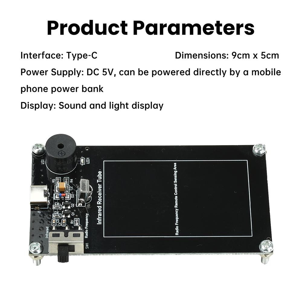 Portable Wireless Remote Control Tester Module Infrared RF Detector Type-C for Home Appliances Garage Doors Electric Vehicles