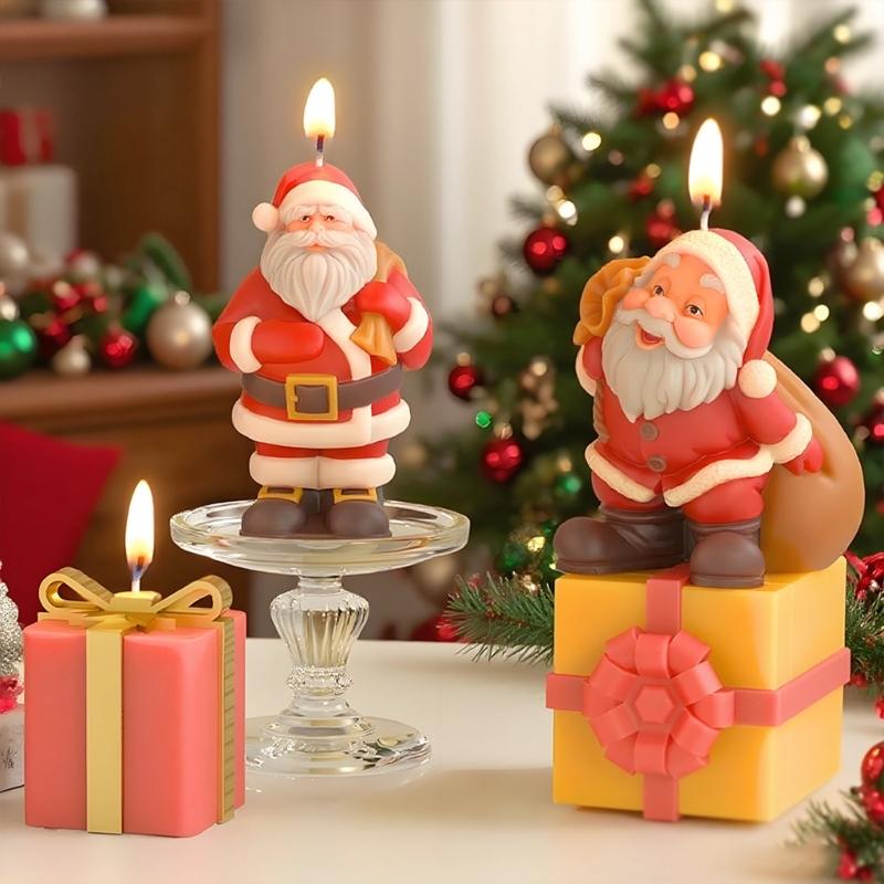 Santa Claus Candle Molds Handmade Castings Molds Christmas Silicone Moulds Epoxy Resin Molds Plasters Molds