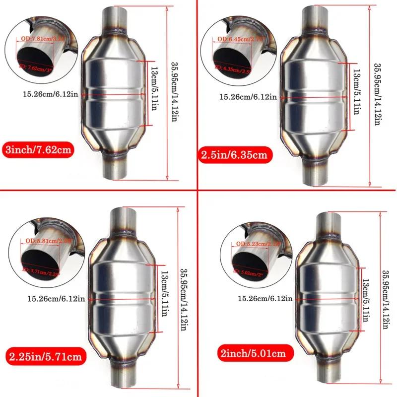 Universal Catalytic Converter 400 Cells High Flow Muffler Catalyst Converter Euro1 Round Stainless Steel 2'' 2.25'' 2.5'' 3"
