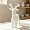 Minimalist Christmas Home Decor 3D Antler Deer Ornament for Decor, White Knitted Modern Winter Wonderland Texture Tabletop Figurine Holiday