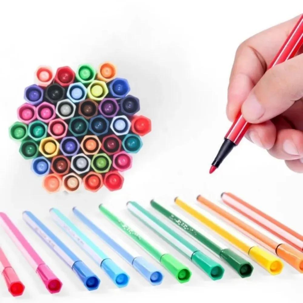 12//24 Pcs Washable Colored Pen Painting Marker Artist Drawing Set Student Art Supplies Highlight Water Color Pens Stationery