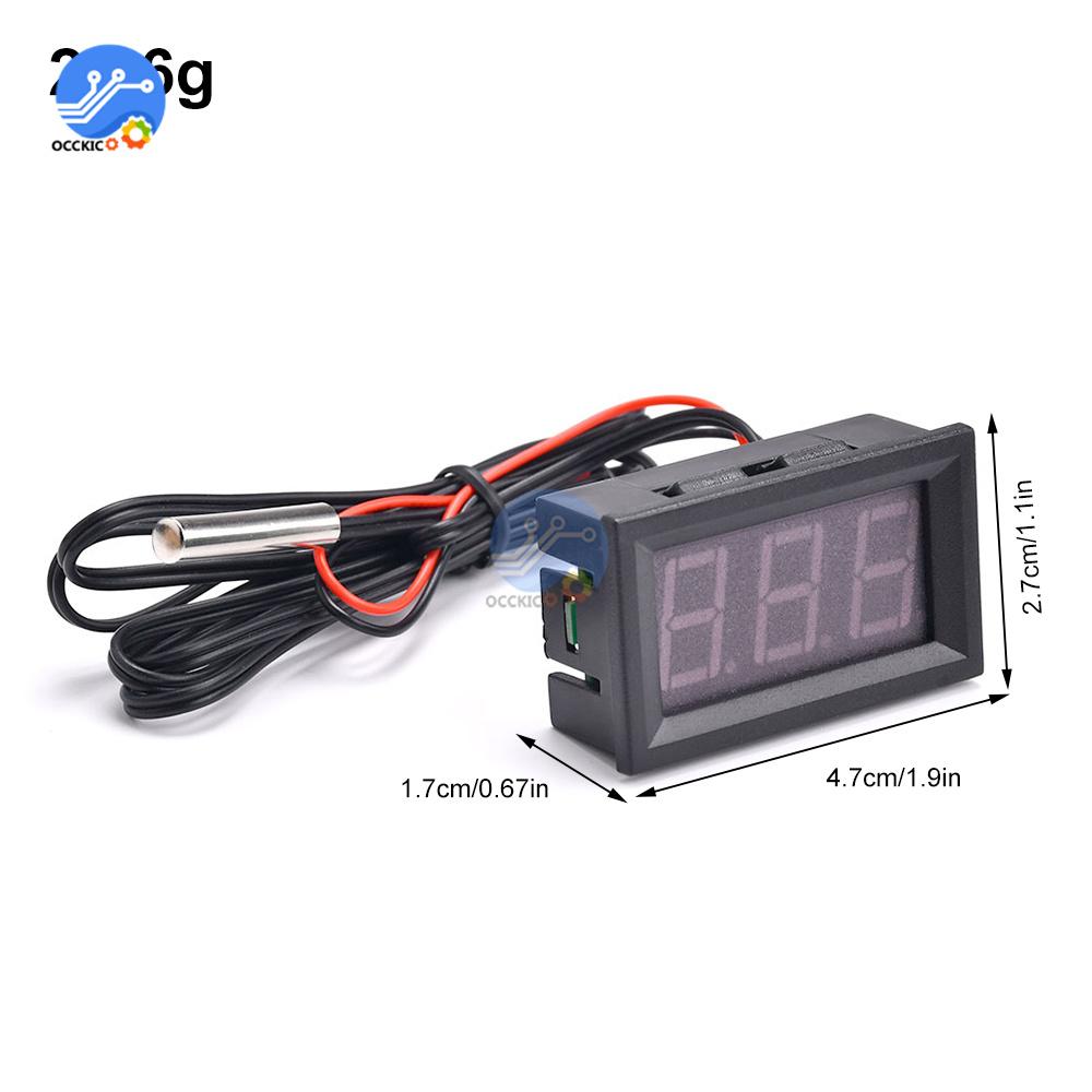 DC4~30V Mini Digital LED Thermometer for Car Temperature Monitor Panel Meter Measuring Range -50-120C with Temperature Probe