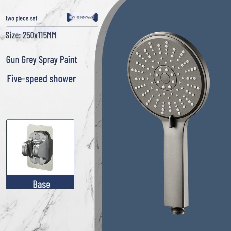 Black Lotus High-Pressure Shower Head with Five Functions and Large Panel
