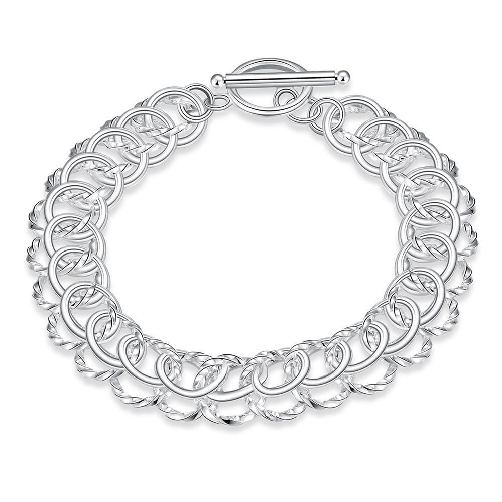 925 Sterling Silver Multi Loop Chain OT Buckle Bracelet Wedding Fashion Jewelry