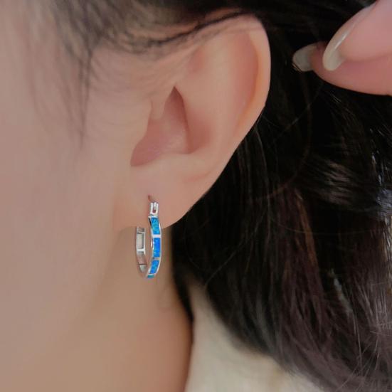 1 para kolczyków typu kółka dla kobiet sztuczny kamień księżycowy geometryczny okrągły kształt koła lekki gładki stop urodziny rocznica walentynki prezent biżuteria do uszu