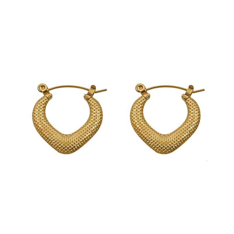 French Minimalist Personality Niche Jewelry Texture Design Titanium Steel Earrings Geometric Casual Wind V-Shaped Ear Buckle