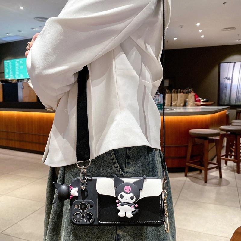 Applicable To Samsung A17 Card Bag, Mobile Phone Case A34 Cartoon Lying Down A24 Kulomie A53 Messenger Rope Soft Woman