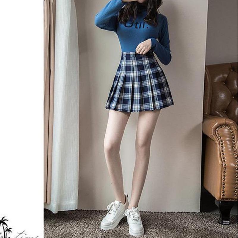 Dámská krátká sukně s vysokým pasem Harajuku školačka skládaná sukně Sexy minisukně pro ženy