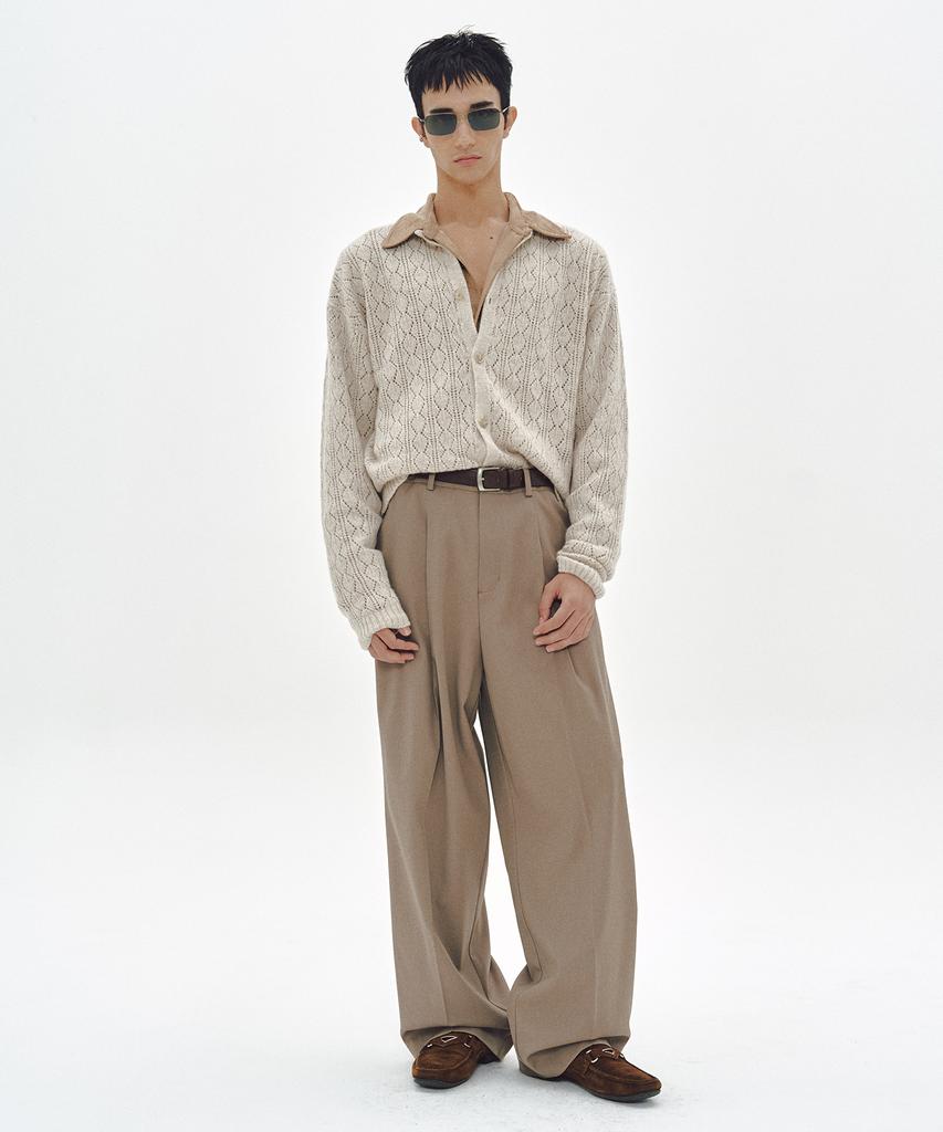MMIC Cashmere Crochet Cardigan (Beige)