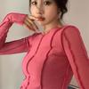Long Sleeve T-shirts Women Spring Solid O-Neck Elegant Bright Line Decoration Slim Casual Soft High Quality Ladies Clothing Tees