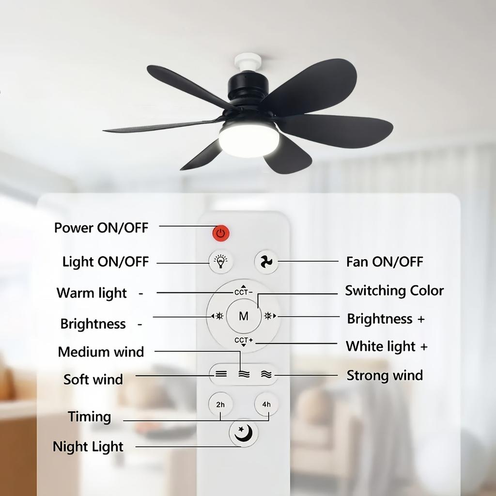 Intelligent Ceiling Fan with Light, Remote Control, Adjustable LED, 6 Blades, Ceiling Fan Installation, Hard Wired, 85V-265V Voltage, Lighting