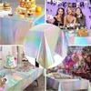 2/3/5pcs Laser Rainbow Theme Party Disposable Tablecloth & Rectangular Cover for Birthday Wedding Home Decor Supplies