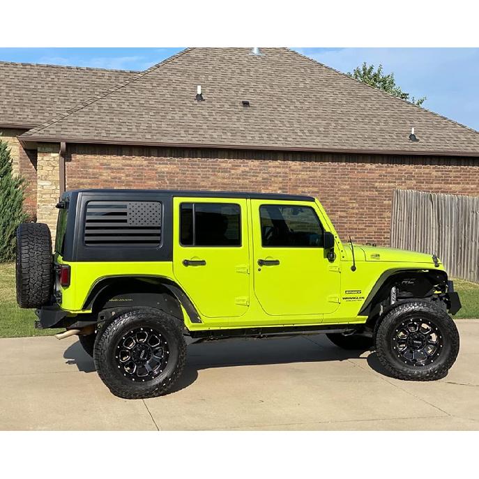 Rear Window American Flag Decal Fits Jeep Wrangler JK JKU 2011-2015 2016 2017 2018 (4-Door Version), Precut Back Side Window Glass USA Flag Vinyl