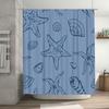 Seashell Bath Curtain Blue Printed Shower Curtain For Home Decor Waterproof Fabric Bathroom Window Decorations