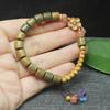 Fragrant Green Sandalwood Barrel Beads Bracelet Golden Wood Chinese Style Women Wooden Jewelry