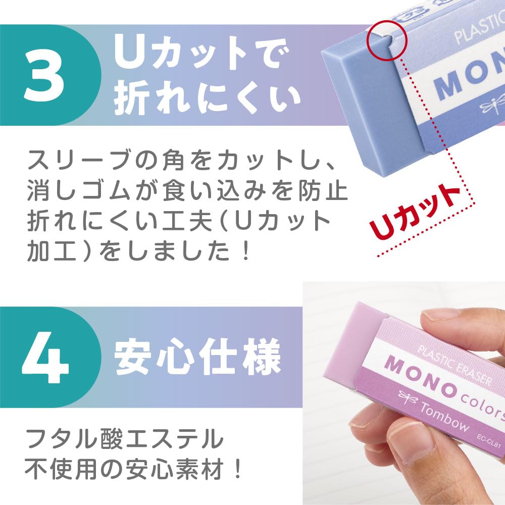 Tombow Eraser MONO Monocolors Green, 10-Piece Set, EC-CL61-10P