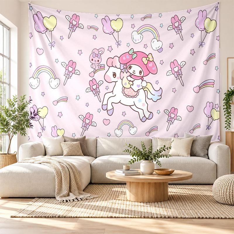 My Melody Wall Tapestry Home Decor Hanging Cloth Art Background Tapestry for Bedroom