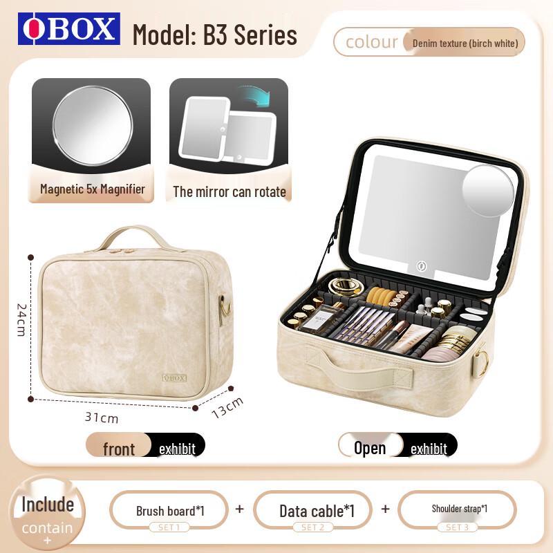 

OBOX LED Mirror Travel Makeup Organizer 12 inch Large