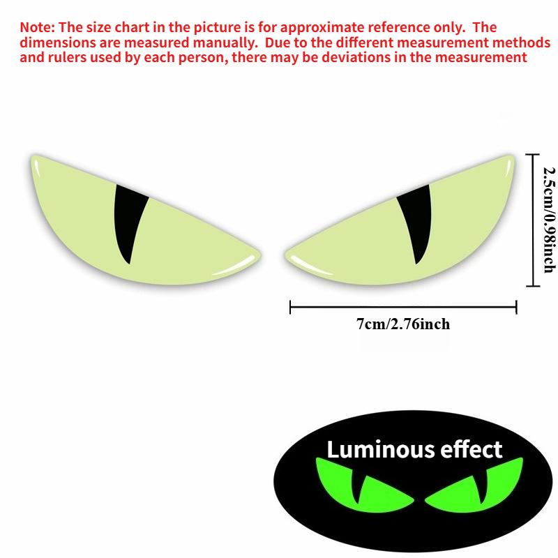 2pairs Reflective Devil's Eye Stickers for Car and Motorcycle Use - Improves Night Visibility and Safety, Durability and Fashion