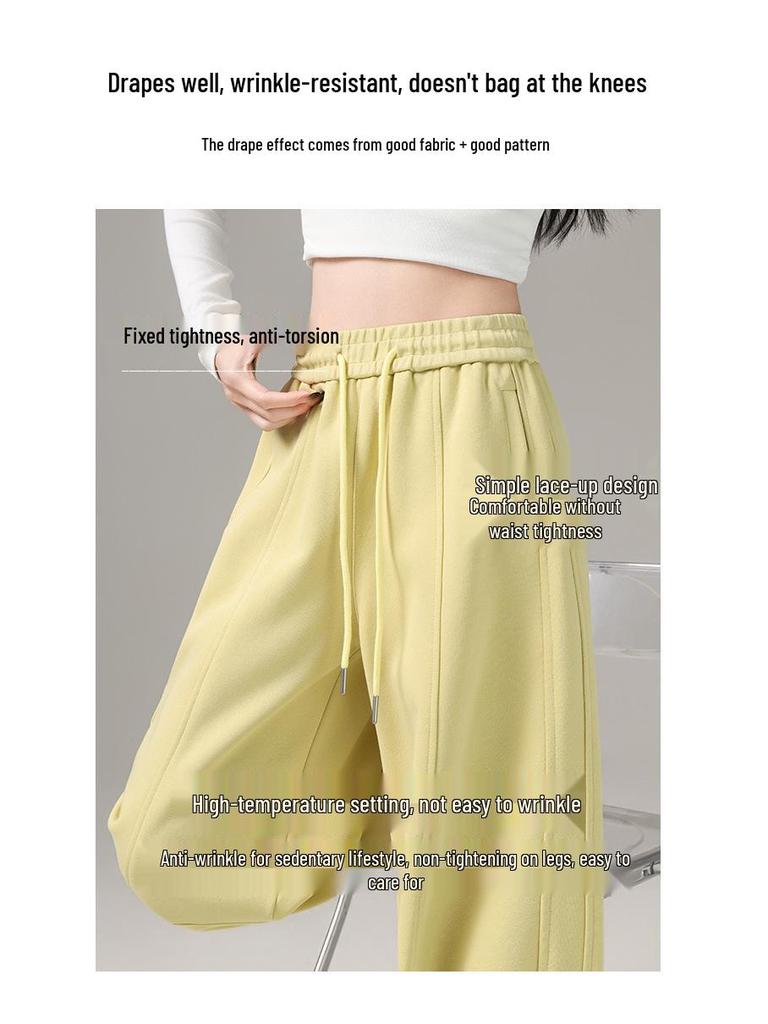 Spring 2026 Women's American-Style High-Waisted Curved Blade Sweatpants - Loose Fit, Wide-Leg, Casual Sports Trousers.